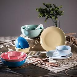 剑林 创意时尚日式简约陶瓷碗盘碟餐具套装20件套 和玉汤碗版