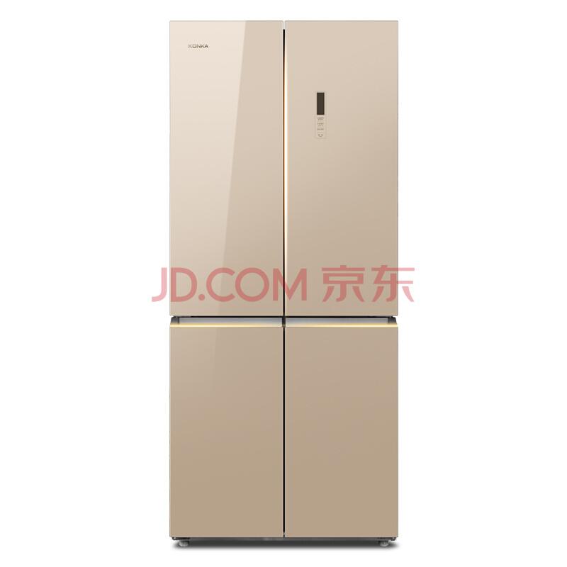 康佳（KONKA）BCD-458EBX4S 458升 冷藏室定期自动除霜 电脑温控 静音保鲜 十字对开冰箱 钢化玻璃 （金色）