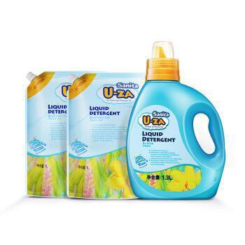 U-ZA 洗衣液套组 柚子香味婴儿洗衣液1300ml+ U-ZA婴儿洗衣液（补充装）1000ml*2 *2件