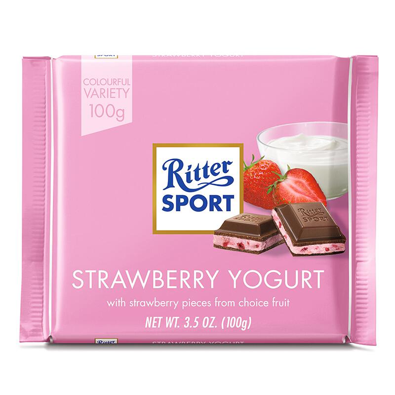 RitterSport瑞特斯波德 草莓酸奶味夹心牛奶巧克力100g
