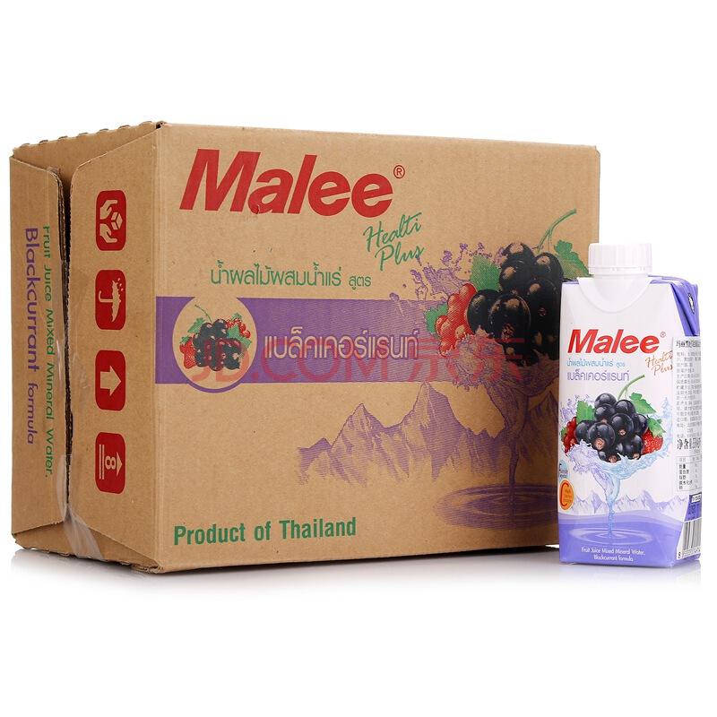 【京东超市】泰国进口 Malee 玛丽 黑加仑草莓红葡萄混合果汁饮料 330ml*12 整箱