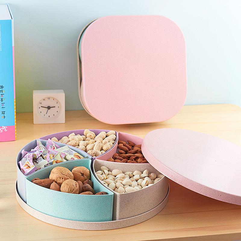 康丰 小麦秸秆多格糖果盒零食盘子带盖