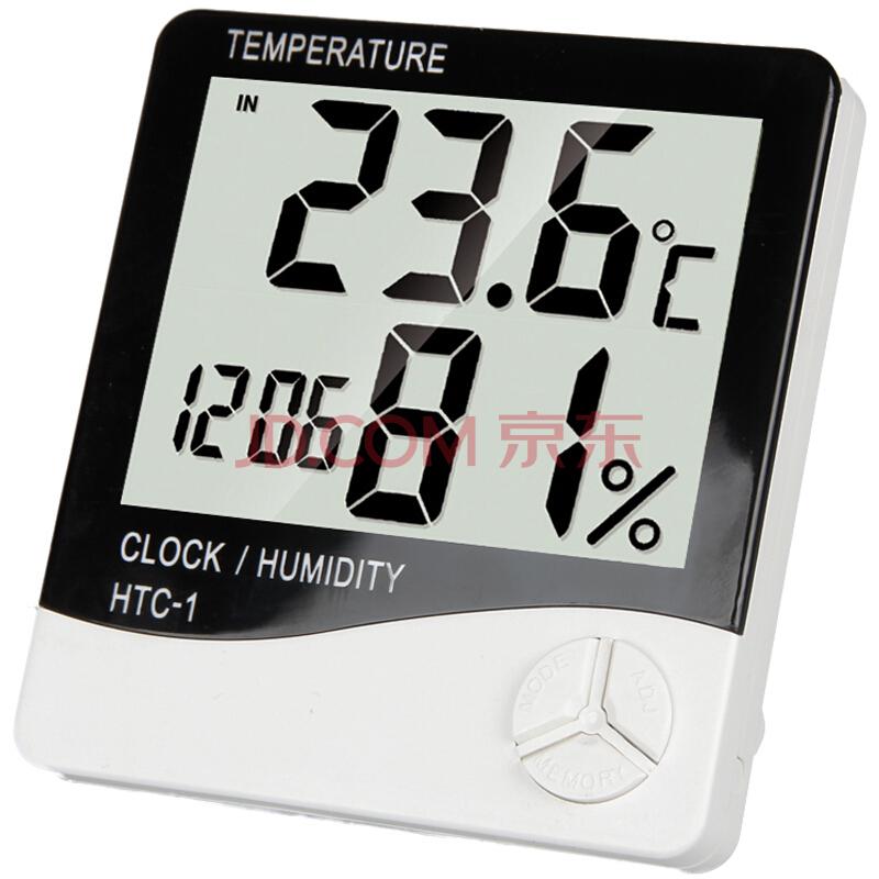 探戈(TANGO)电子温湿度计办公家用室内外温度计带时间闹钟 湿度计19.9元