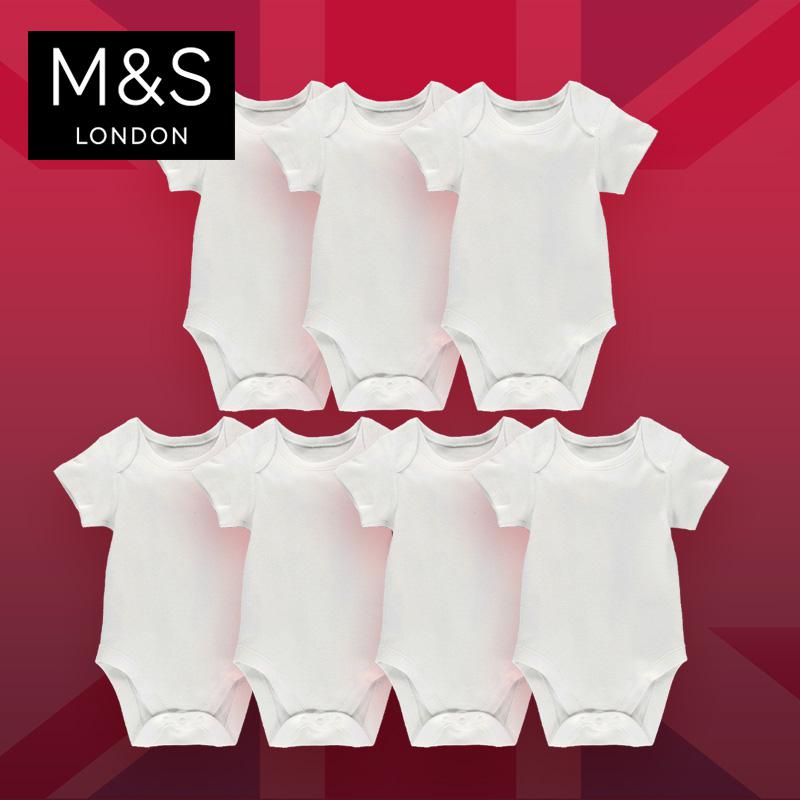M&S 马莎 婴儿纯棉短袖连体衣 7件装