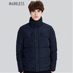 Markless 男士羽绒服青年保暖立领短款外套YRA7311M 藏青色 175/L