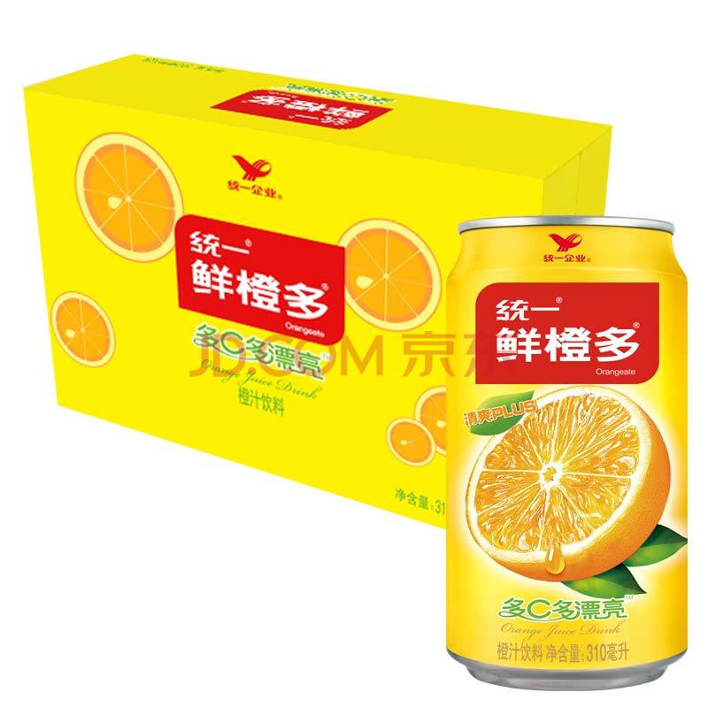 【京东超市】统一 鲜橙多 罐装橙汁 310ML*24罐 整箱装 *2件
