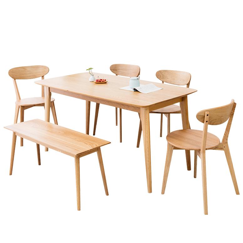 恒兴达 白橡木餐桌椅 一桌四椅 1.2米