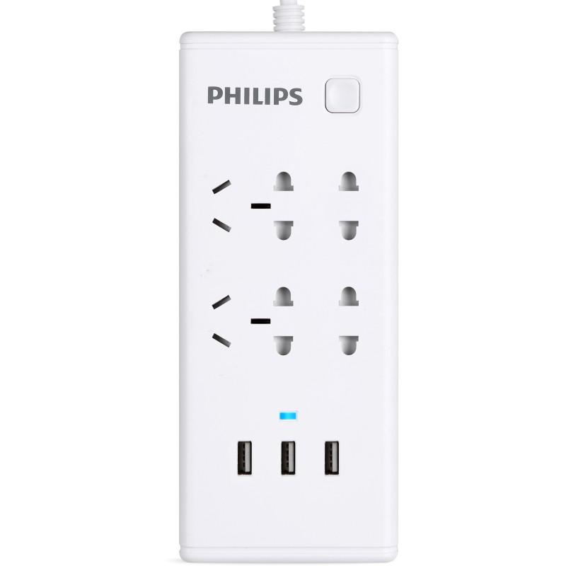 PHILIPS 飞利浦 SPS2412E 4插位插排 1.8m（3个2.4A USB口）