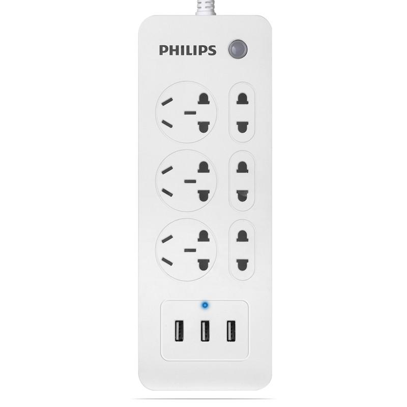 PHILIPS 飞利浦 小优 SPS2612E 6插位插排 1.8m（3个USB口）