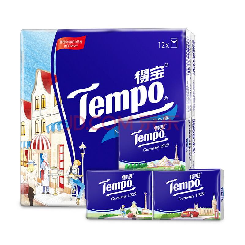 得宝(Tempo) 手帕纸 迷你欧式印花4层7张*12包 天然无味 *2件18.9元（合9.45元/件）