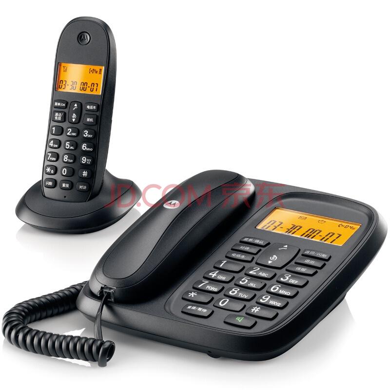 摩托罗拉(Motorola)CL101C数字无绳电话机座机子母机中文显示免提套装办公家用一拖一固定无线座机(黑色)209元