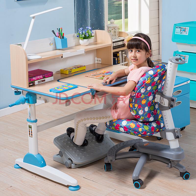 生活诚品儿童书桌儿童学习桌椅套装可升降书桌学生写字桌ME352B(配AU303)蓝色2180元