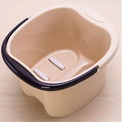 青苇 浴室塑料泡脚桶洗脚盆 加厚足浴桶 按摩轮水桶 米色 *3件