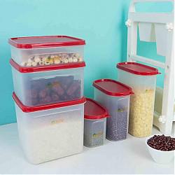 宝优妮储物罐杂粮密封罐干货盒塑料食物收纳盒厨房用品 DQ-TZ03(椭圆+方形6件组合)