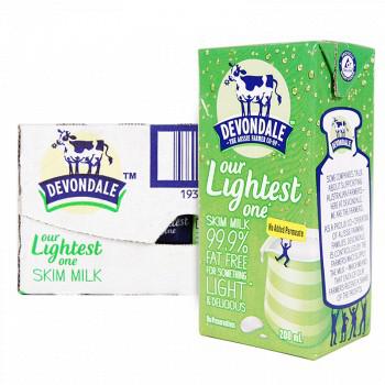 自营 澳大利亚进口 德运Devondale 脱脂牛奶 200ml*24盒