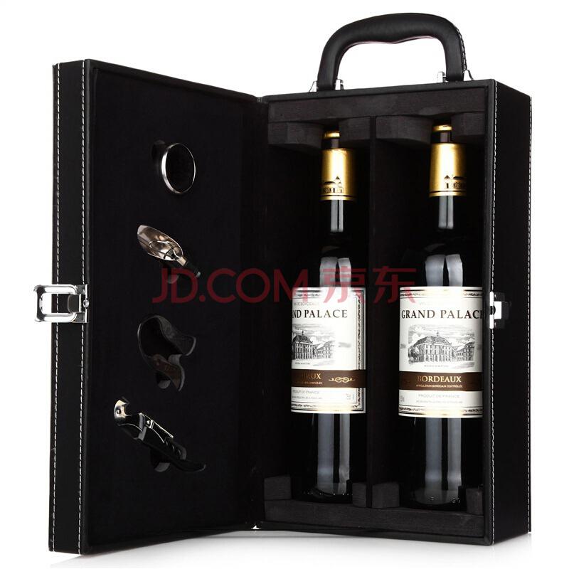 法国进口红酒 波尔多AOC级 大皇宫 干红葡萄酒 双支酒具礼盒 750ml*2瓶 *5件515元（合103元/件）