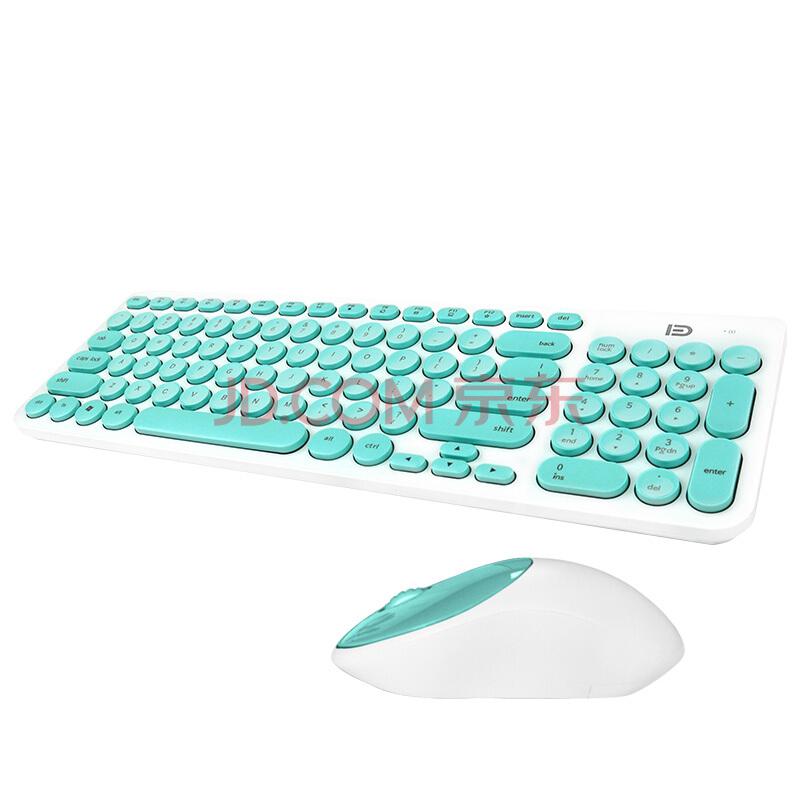 富德 ik6630 无线静音键盘鼠标套装 个性圆形巧克力键盘手感舒适 游戏办公家用笔记本台式机电脑 白绿色89元