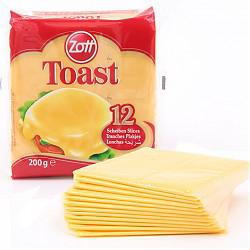 卓德（zott） 德国进口吐司奶酪片 芝士片再制干酪 200g/12片