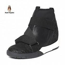 Hush Puppies/暇步士冬季专柜同款内增高运动风舒适女休闲靴短靴HKK43DD6 黑色 36