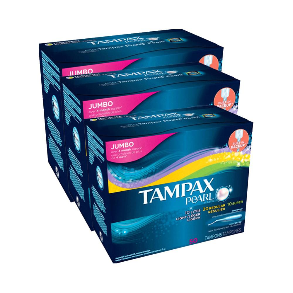 TAMPAX 丹碧丝 珍珠导管式卫生棉条 50支混合装 *3盒