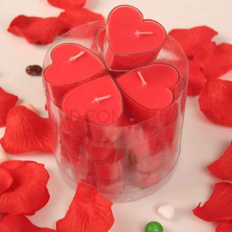 情人节礼物：青苇 心形蜡烛玫瑰花瓣组合套装