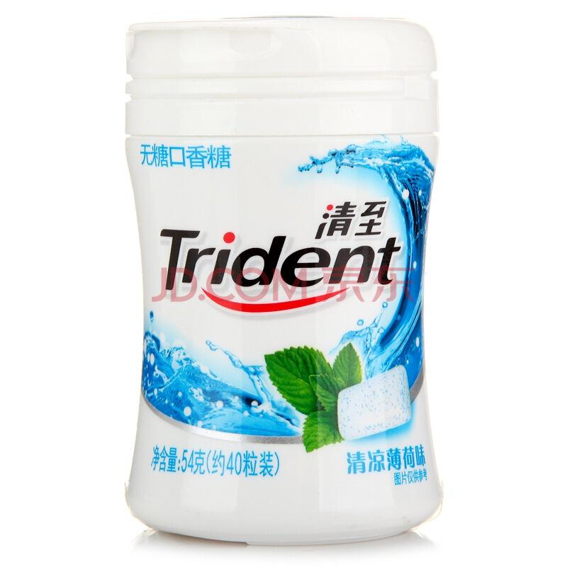 清至（Trident）无糖口香糖 清凉薄荷 54克 *10件