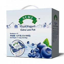 【京东超市】德国 进口酸奶 多美鲜（SUKI）蓝莓果粒脱脂酸奶 100g*12 礼盒