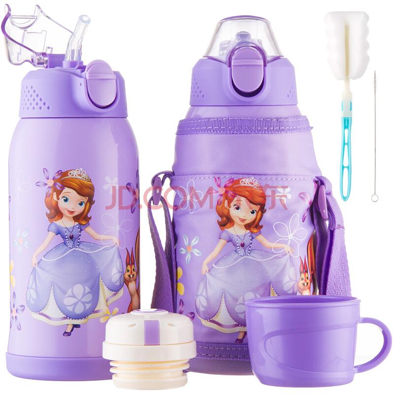 PLUS会员：Disney 迪士尼 儿童保温杯 紫色苏菲亚 600ml 双盖送杯刷 *4件121.2元（合30.3元/件）
