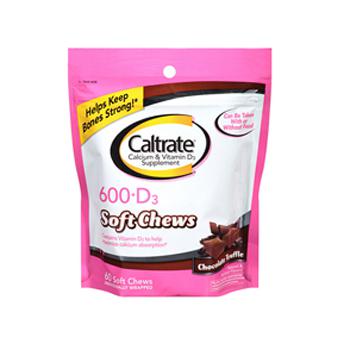 Caltrate钙尔奇 D600+松露巧克力味软嚼成年人钙片60粒
