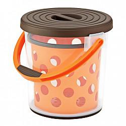 日本进口inomata 多功能水桶钓鱼桶洗车桶家务清洁塑料水桶 棕＆橙
