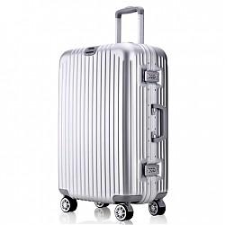 途帮（Toboog）拉杆箱行李箱旅行箱 铝框 男女ABS+PC材质TSA密码锁 万向轮合金拉杆 25英寸银色8122