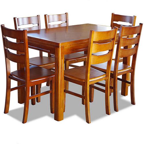 木巴 CZ010+YZ071 橡胶木餐桌椅组合 一桌六椅
