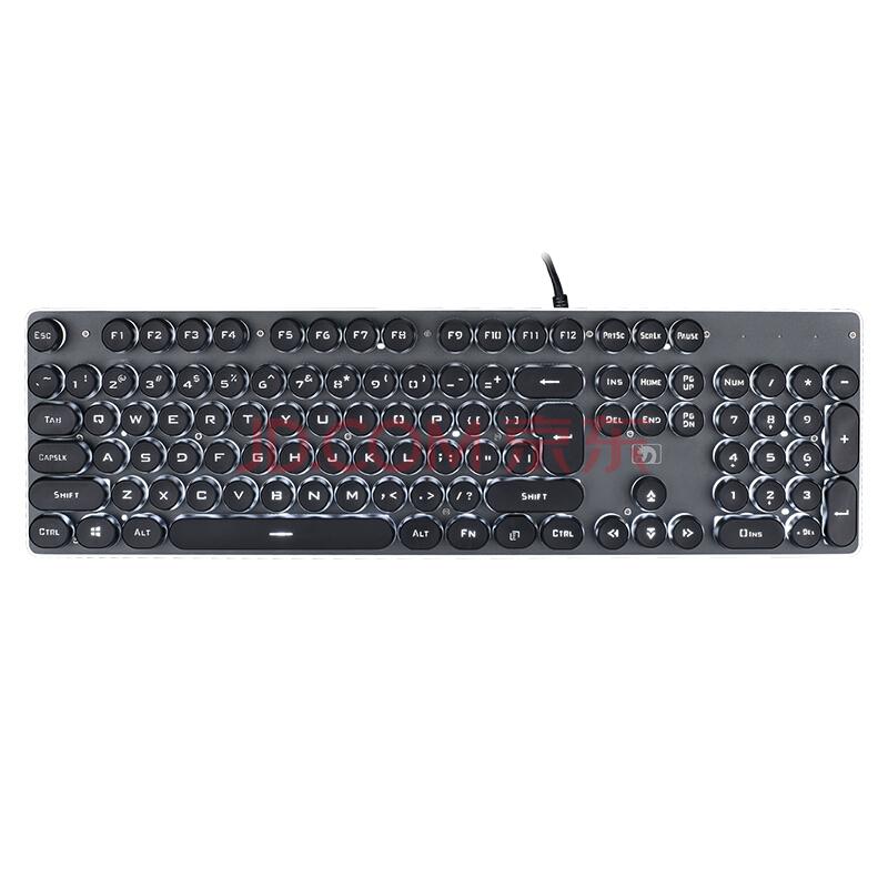 新盟（Technology）K100 机械手感键盘背光游戏电脑台式家用朋克复古发光笔记本有线 黑色白光（朋克版）49元