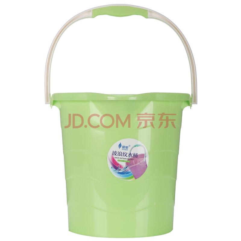顺美塑料水桶10L手提式带水口波浪纹水桶SM-2590绿色19.9元（合9.95元/件）