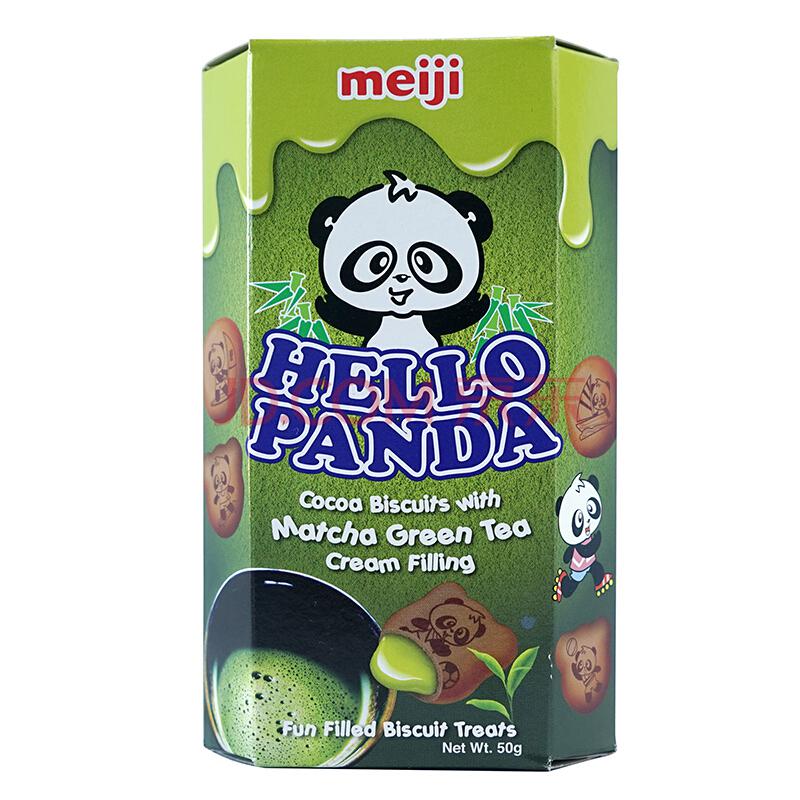 新加坡进口 明治 （Meiji）熊猫抹茶夹心饼干 50g *23件104.7元（合4.55元/件）