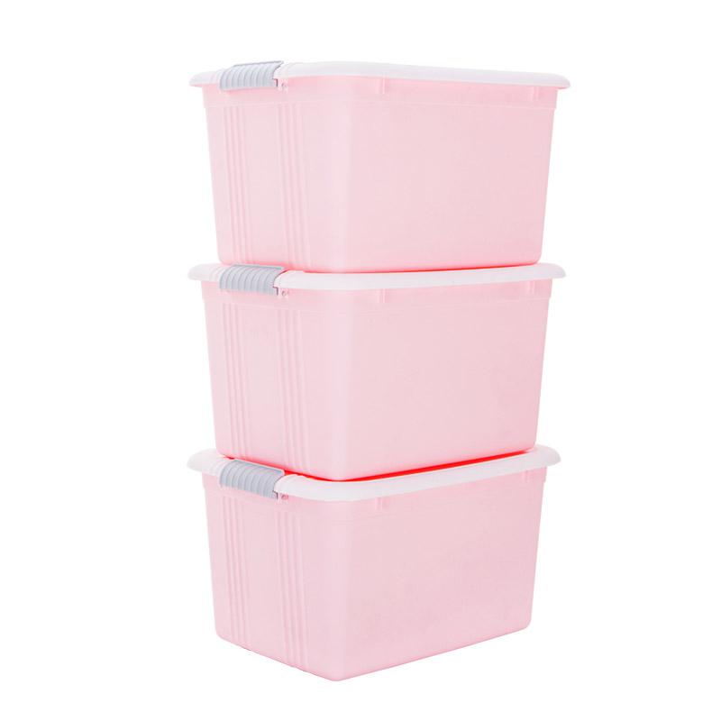 禧天龙Citylong塑料收纳箱大号防潮储物装衣服整理箱超值3个装52L6343粉色98元