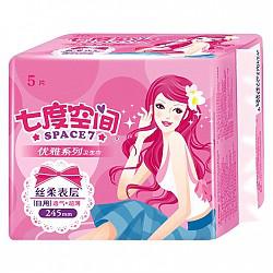 【京东超市】七度空间 （SPACE7）优雅系列 纯棉丝柔 超薄型 日用卫生巾 245mm*5片