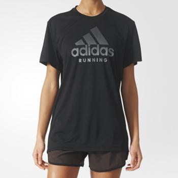 春上新：adidas阿迪达斯 女子跑步短袖T恤黑