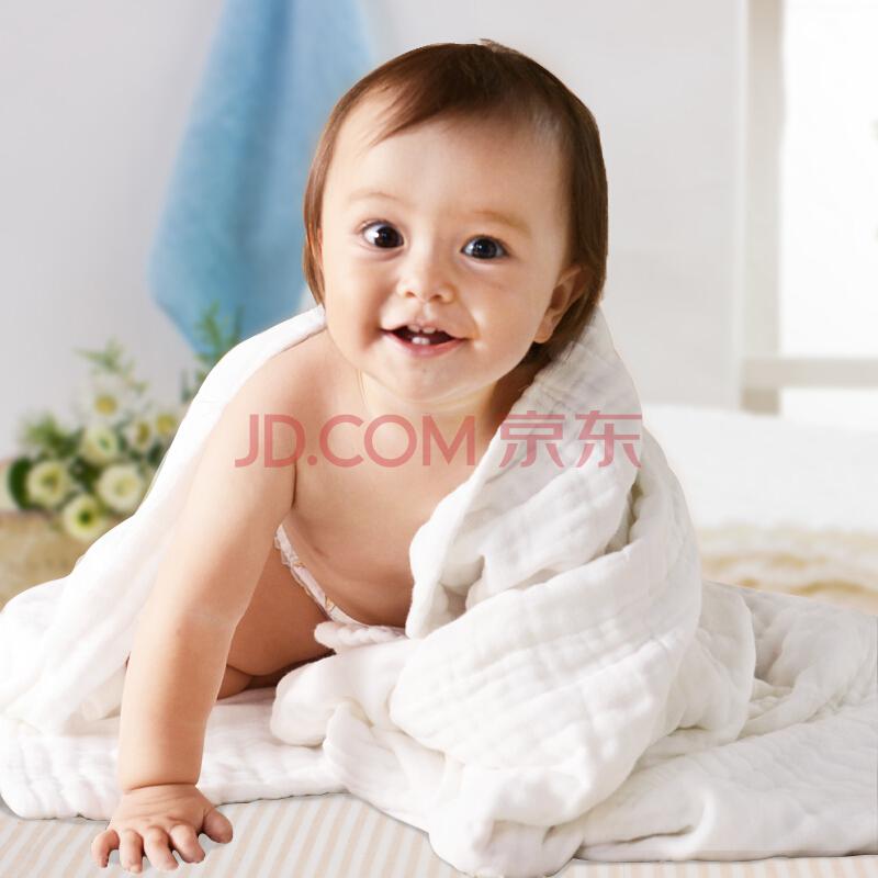 【京东超市】威尔贝鲁（WELLBER）婴儿浴巾 纯棉宝宝新生儿纱布盖毯 毛巾被纯棉超柔 115*115cm