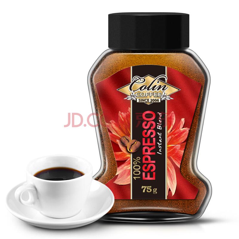 Colin 柯林咖啡 原装进口速溶黑咖啡 意式浓醇速溶咖啡粉 浓香不酸涩 75g *2件39.9元（合19.95元/件）