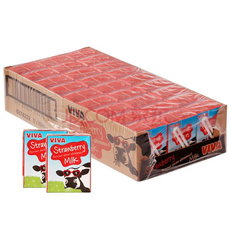英国 进口牛奶 韦沃（ VIVA）草莓牛奶200ML*27盒92元