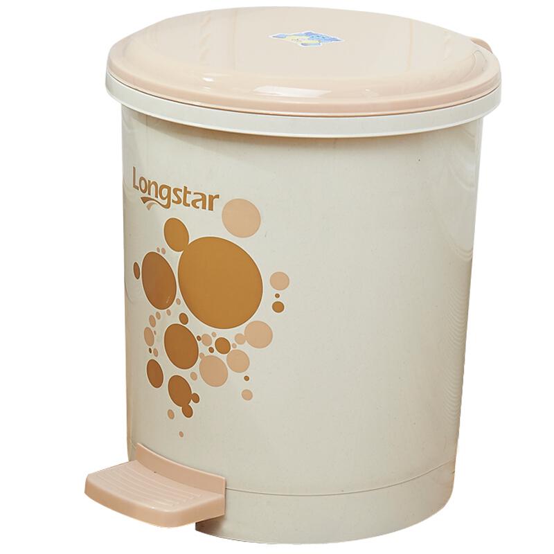 龙士达 LONGSTAR 踩踏式塑料垃圾桶 LA-07米色 *2件