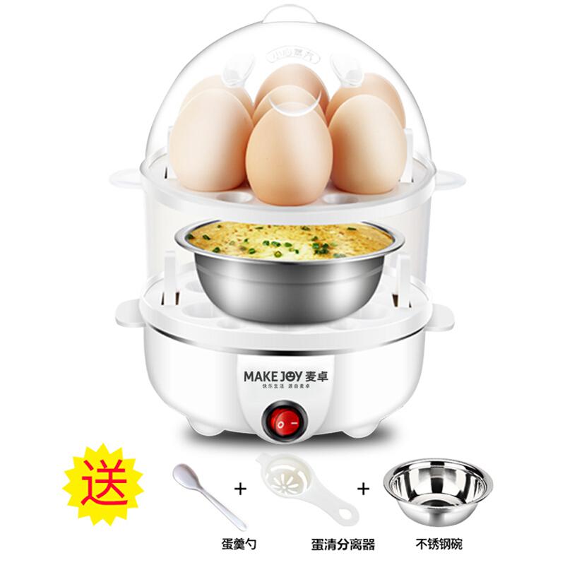 MAKEJOY麦卓蒸蛋器多功能煮蛋器自动断电不锈钢发热盘鸡蛋羹器早餐机JP-ZD32白色双层先领券再购物 低至29.9