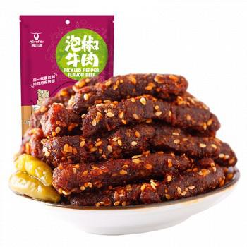 【京东超市】科尔沁 肉脯零食 牛肉干小吃 泡椒牛肉105g