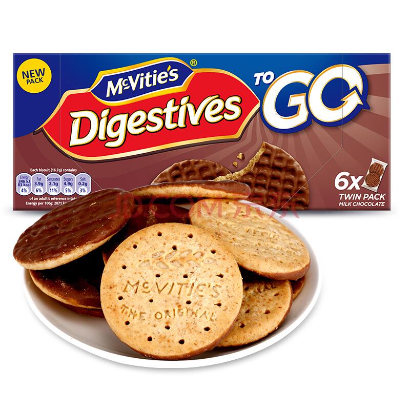 Mcvitie's 麦维他 全麦酥性巧克力消化饼干 6袋 199.8g *5件