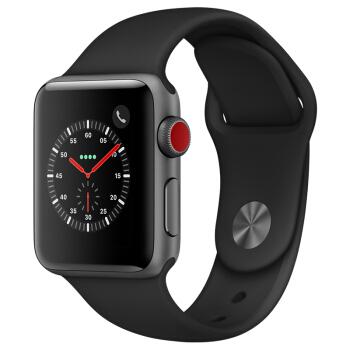 AppleWatchSeries3智能手表（GPS+蜂窝网络款38毫米深空灰色铝金属表壳黑色运动型表带MQQF2CH/A）3099元