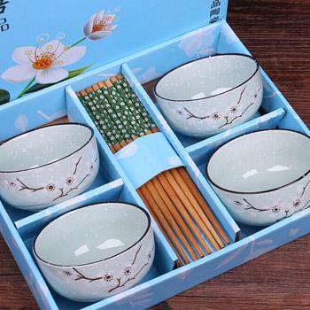 伟龙陶瓷餐具礼盒套装（4碗4筷）