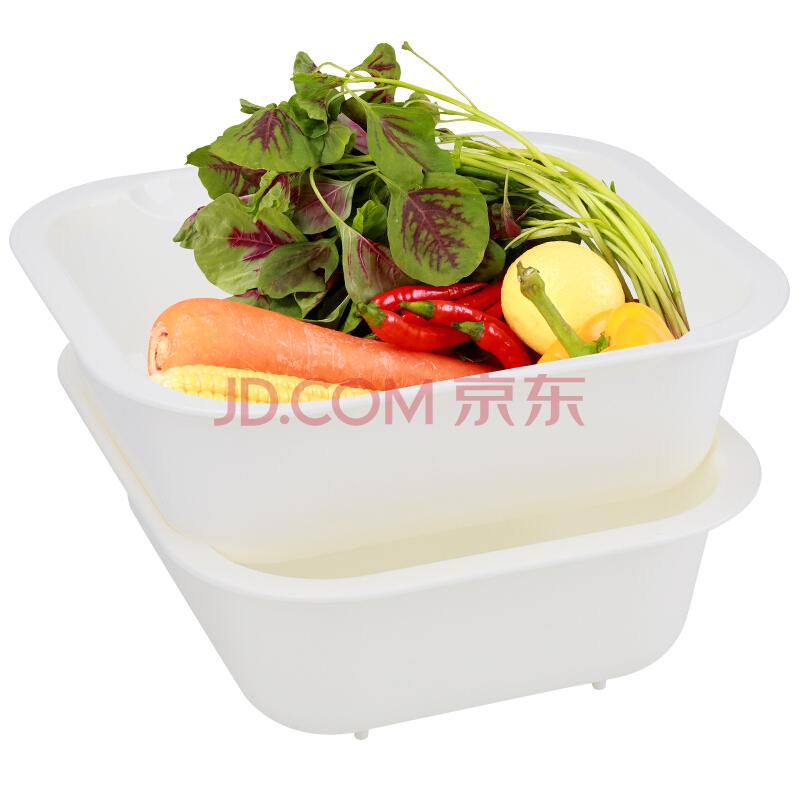 家杰 水果盘双层方形多用篮 家用双层蔬菜沥水篮 西瓜塑料盘 JJ-SN303 *2件19.9元（合9.95元/件）