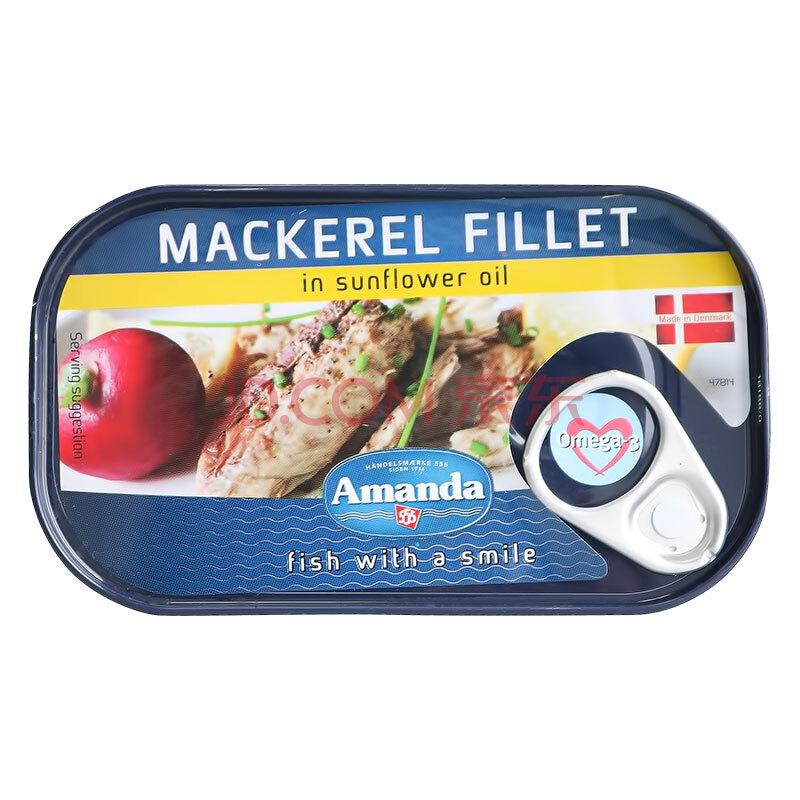 丹麦进口 阿嫚（Amanda）鲭鱼片罐头（葵花油浸） 125克12.25元