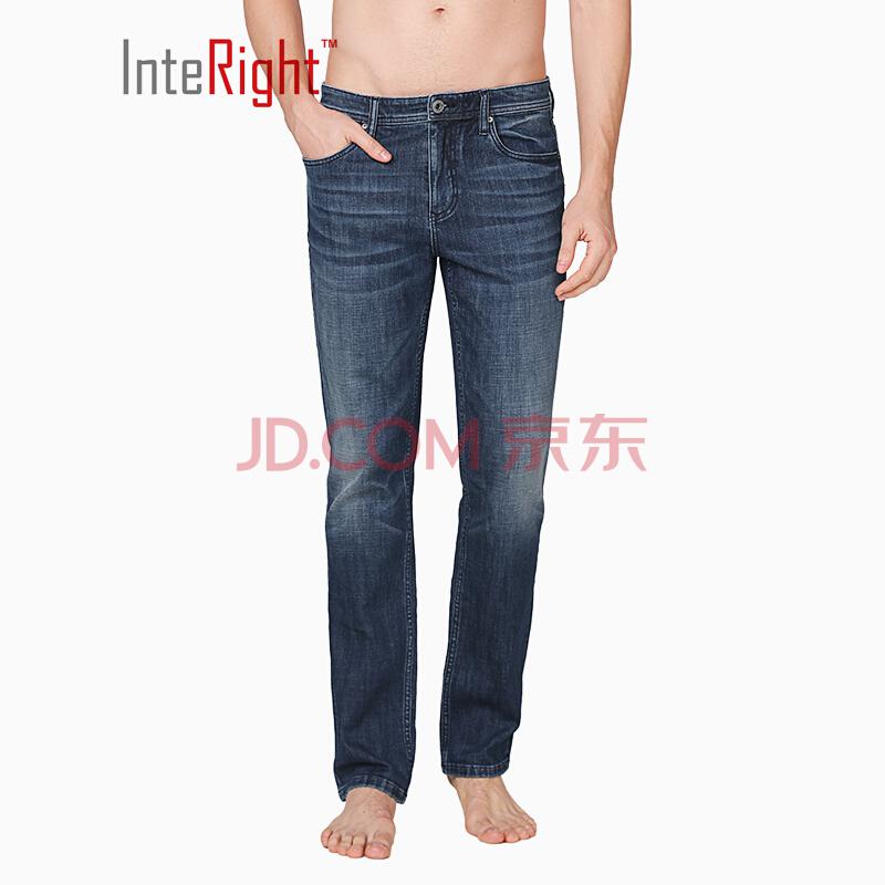 INTERIGHT牛仔裤男经典直筒牛仔裤中蓝色34175/84A97.23元